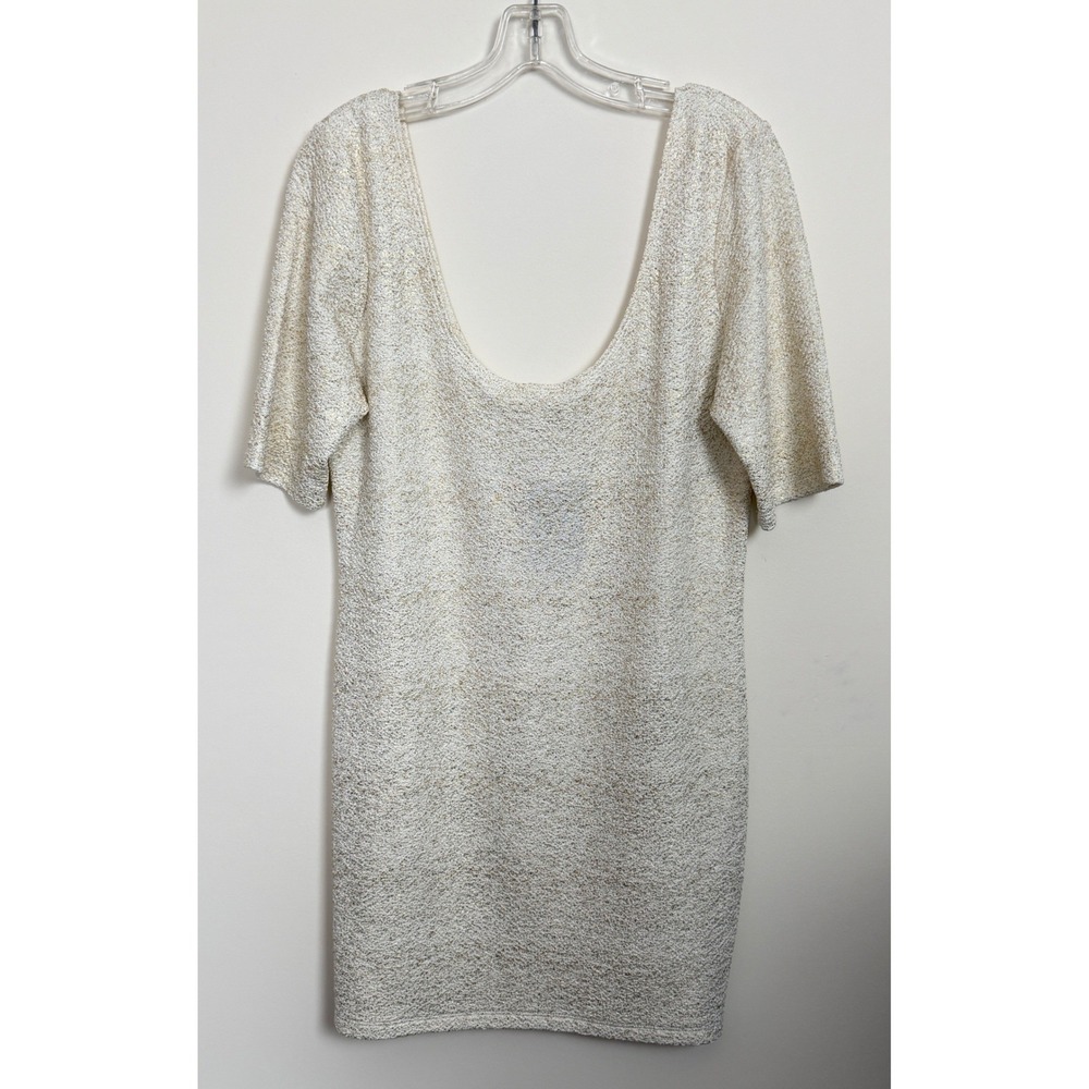 Fashion To Figure Glitter Bodycon Dress Womens 3X Ivory Gold Party NWT